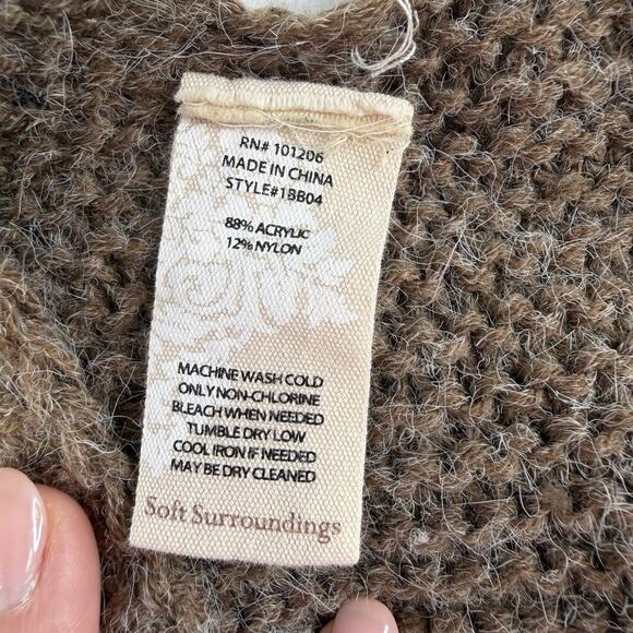 Soft Surroundings OS Sweater Cardigan Knit Shawl Wrap Poncho Boho Brown Cozy - Picture 5 of 7